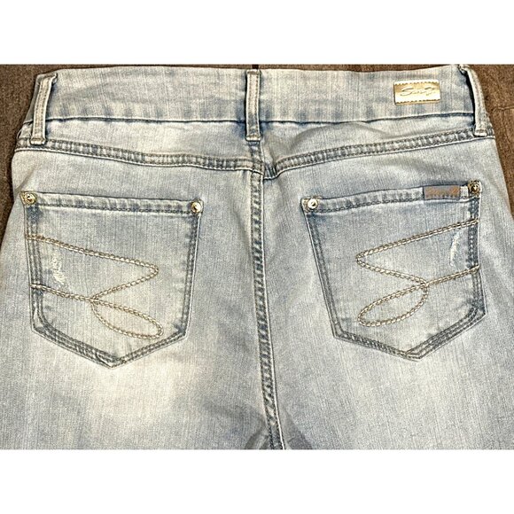 Seven7 Tummyless High Rise Skinny Jeans Light Wash Distressed Stretch Denim 10 - Picture 3 of 16